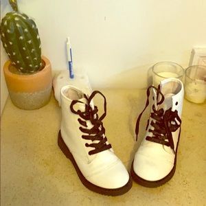 Patent leather white boots